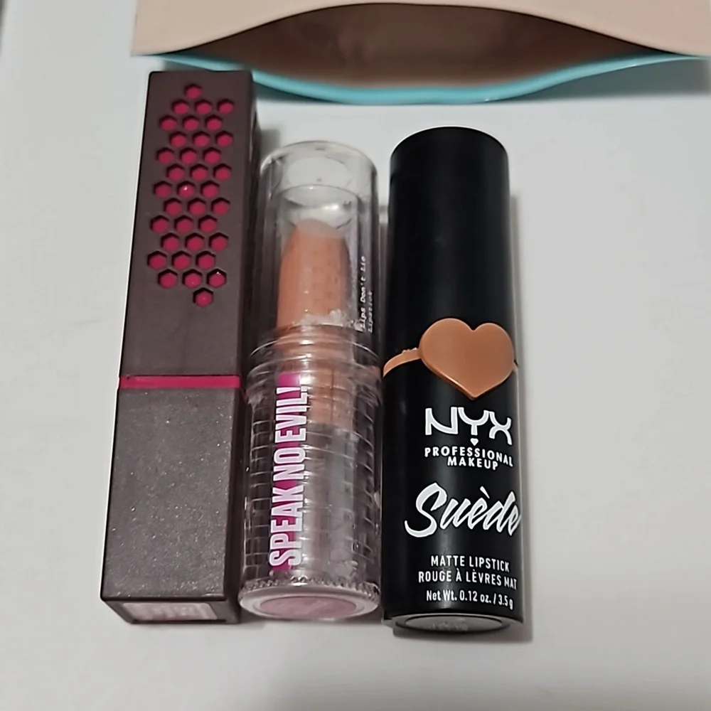 Lipstick, Brushes Bundle Lot of Makeup Burts Bees & NYX